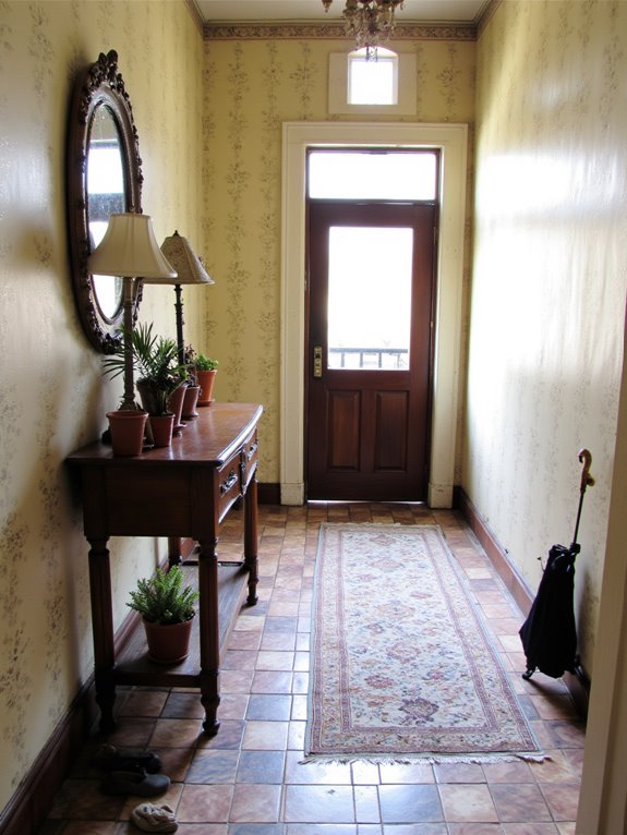 vintage charm enhances entrance