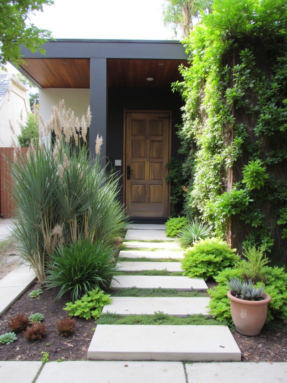 welcoming entrance with greenery