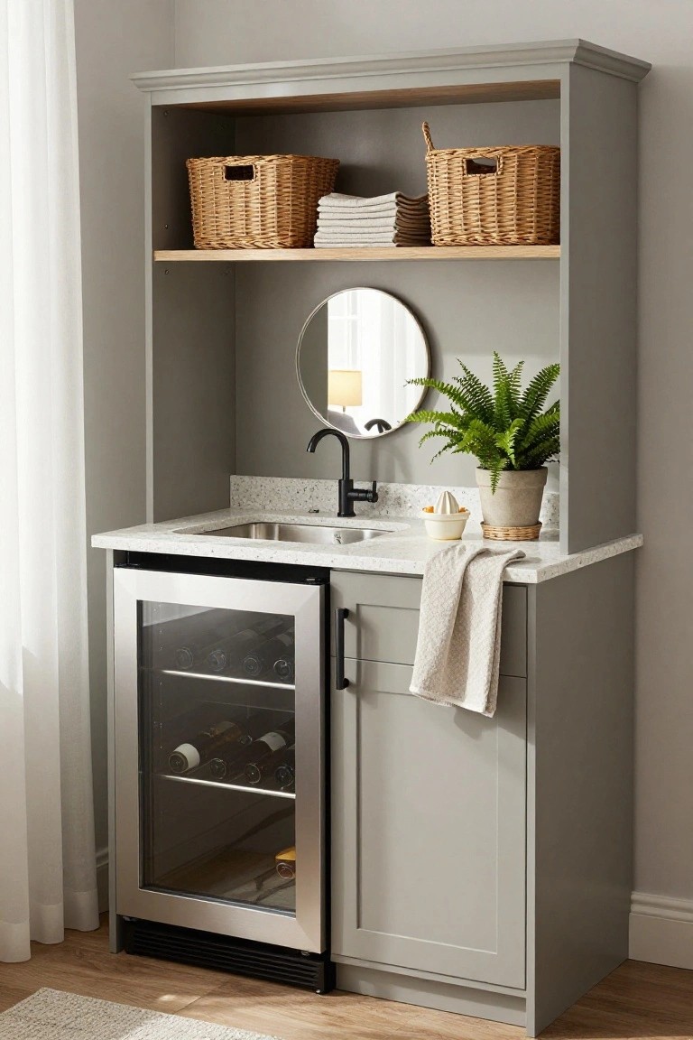 Practical Wet Bar with Built-In Wine Cooler