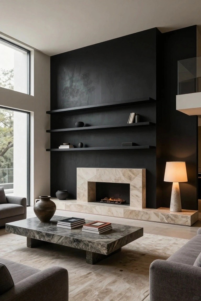 Black Wall Shelving for High Ceilings