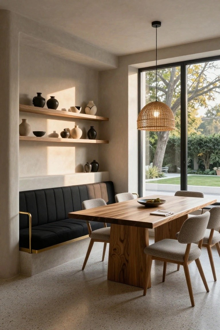Black Banquette Seating for Dining Areas