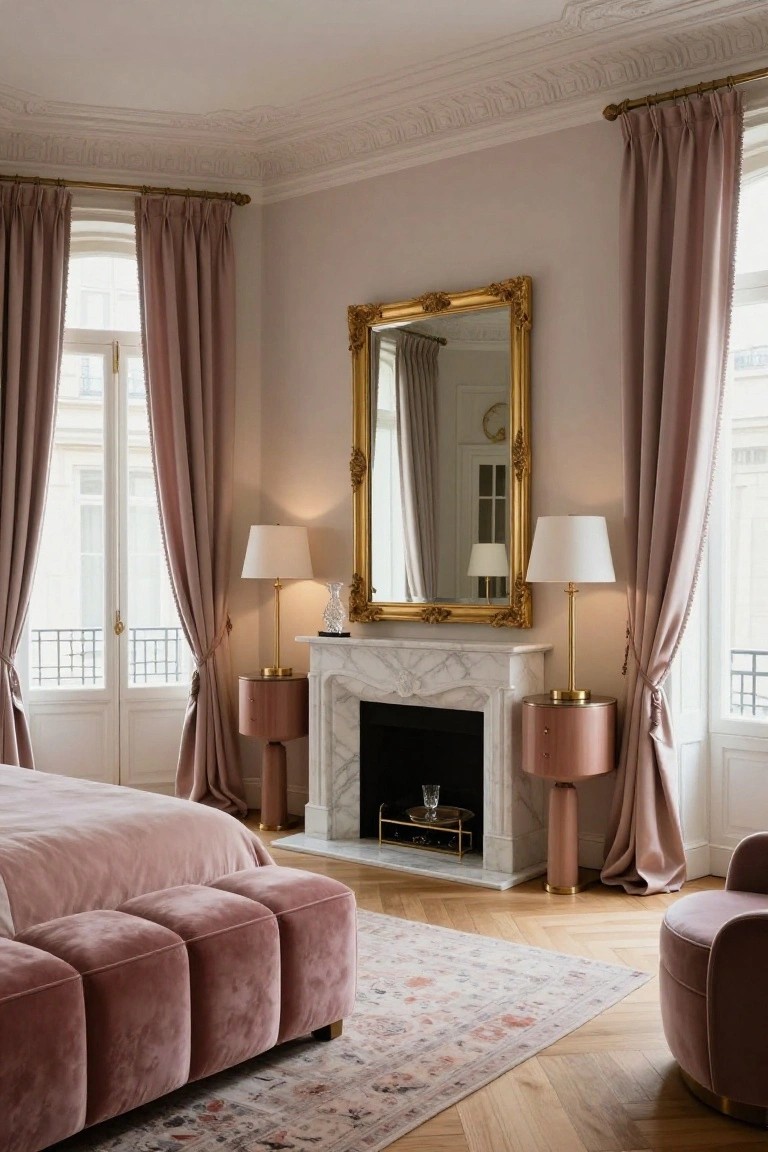 Blush Pink Velvet Bedroom
