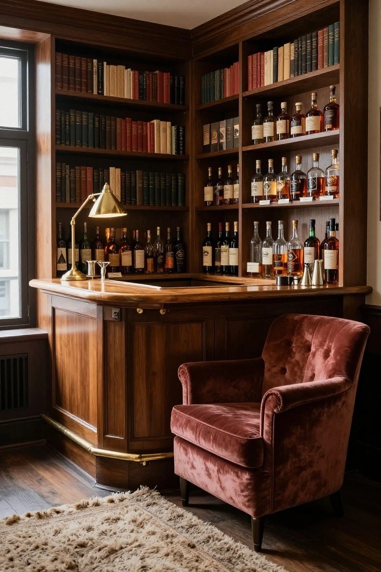 Corner Bookshelf Bar Cabinet