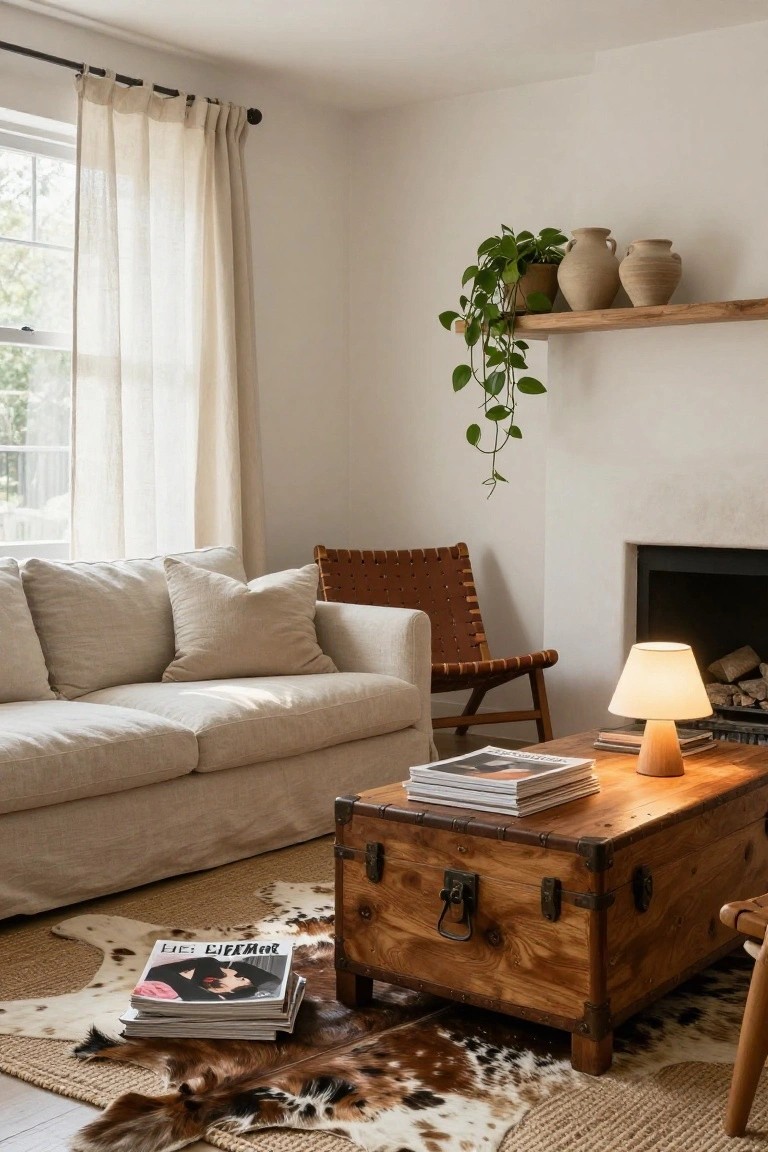 Layered Rugs Add Pattern to Neutral Rooms