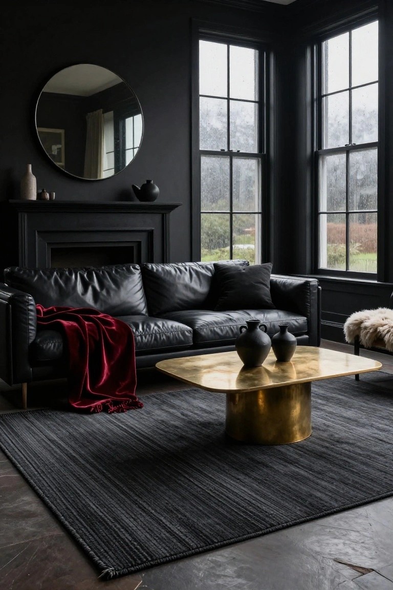 Dark Rugs in Moody Living Rooms