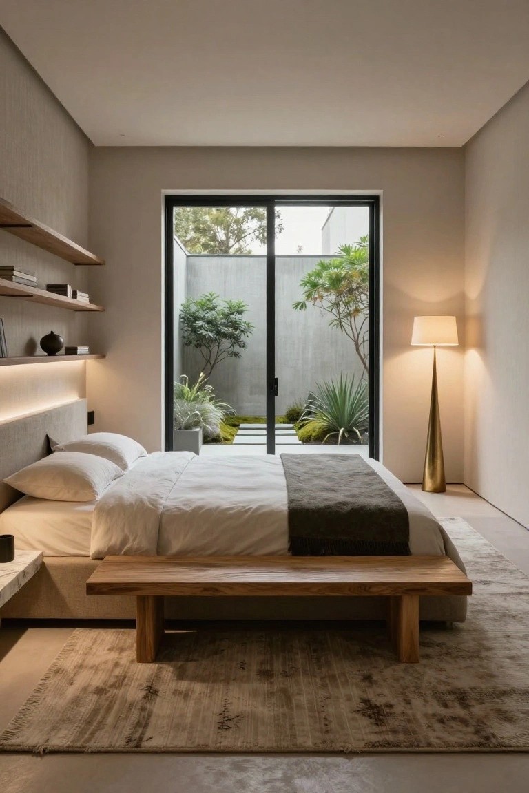 Bedroom with Courtyard Garden View