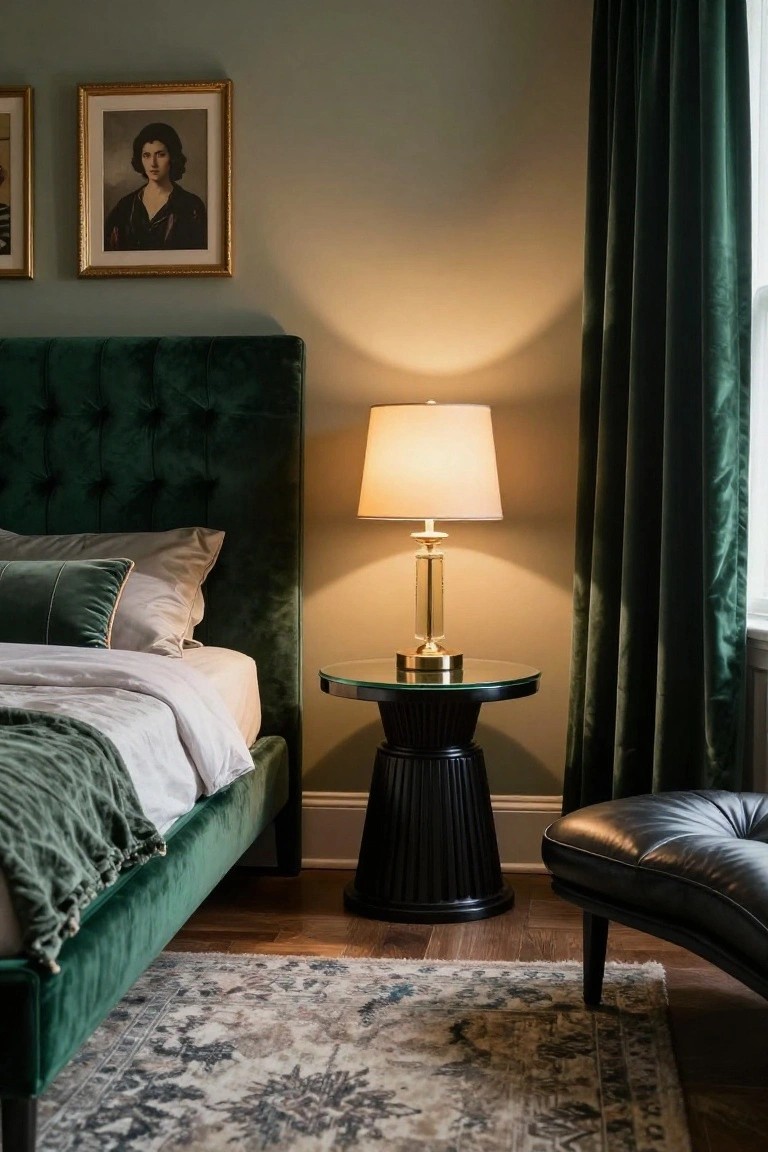 Green Velvet Tufted Headboard