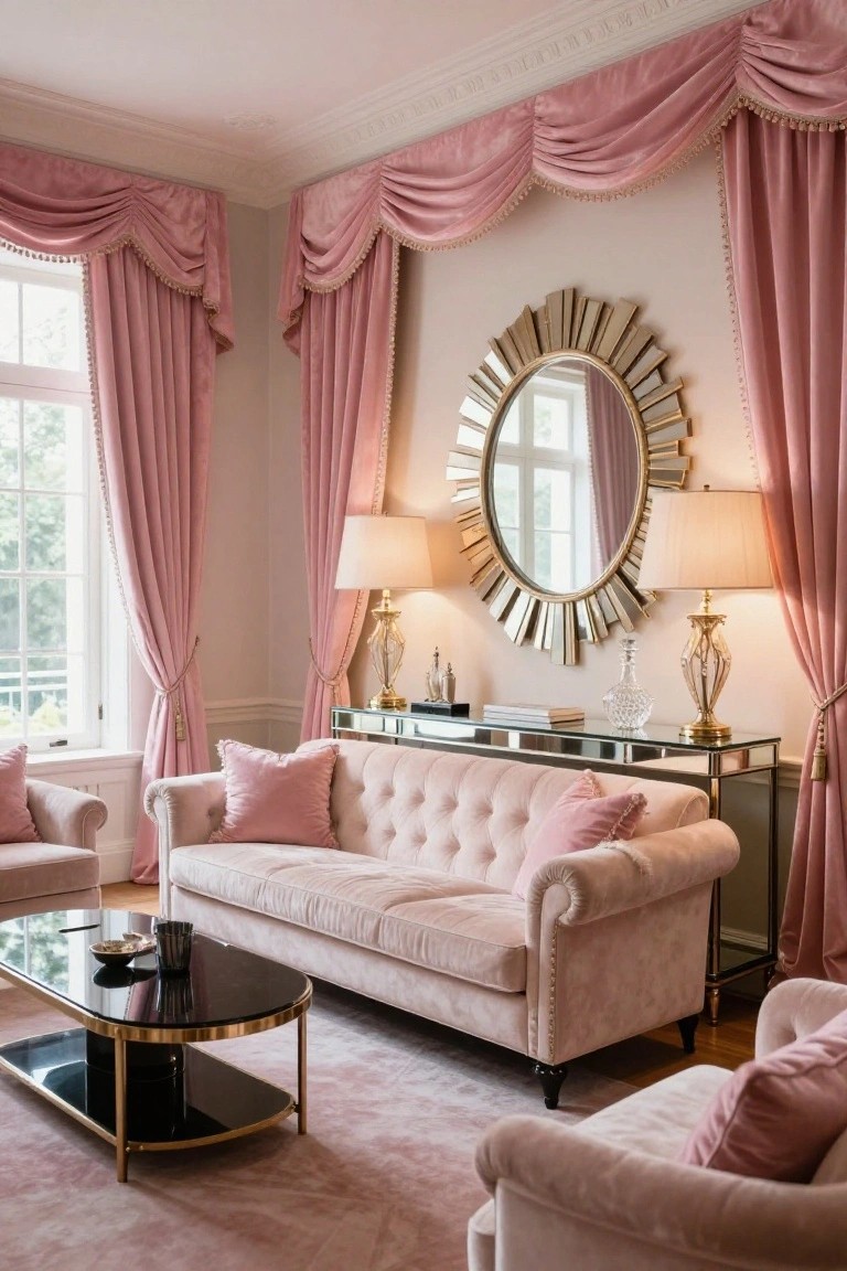Blush Pink Velvet Curtains