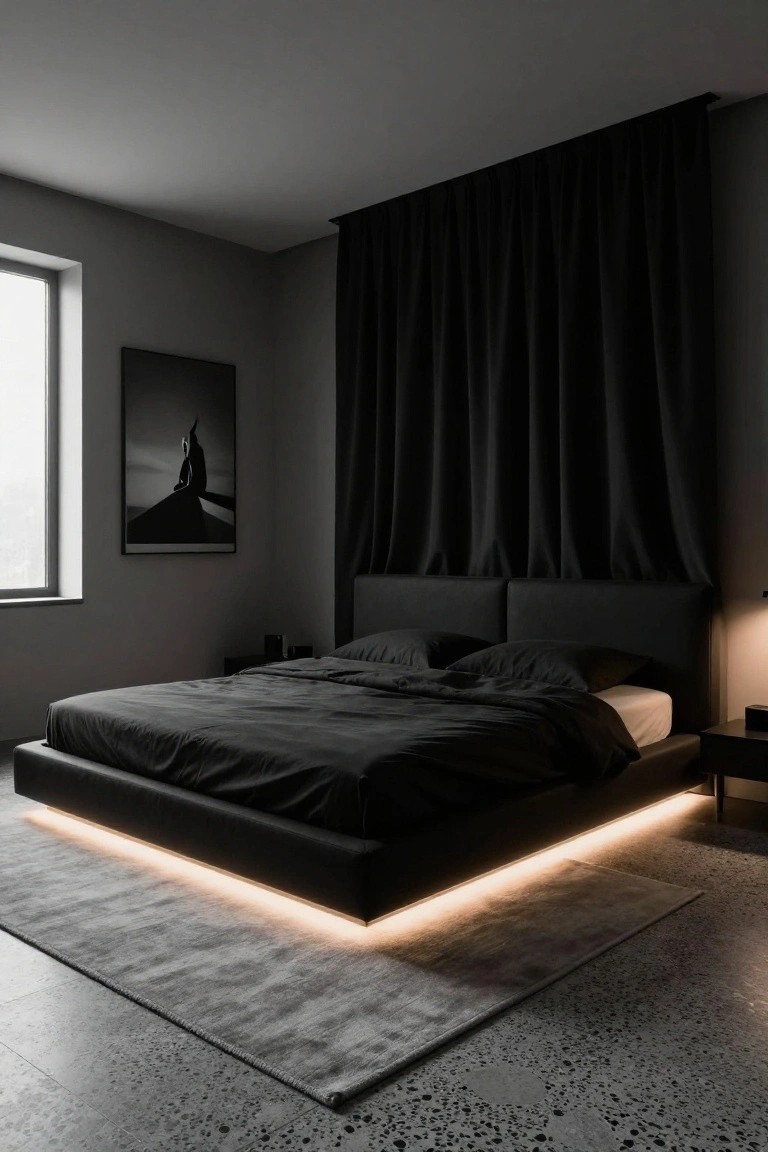 Light Gray Rugs in Dark Bedrooms