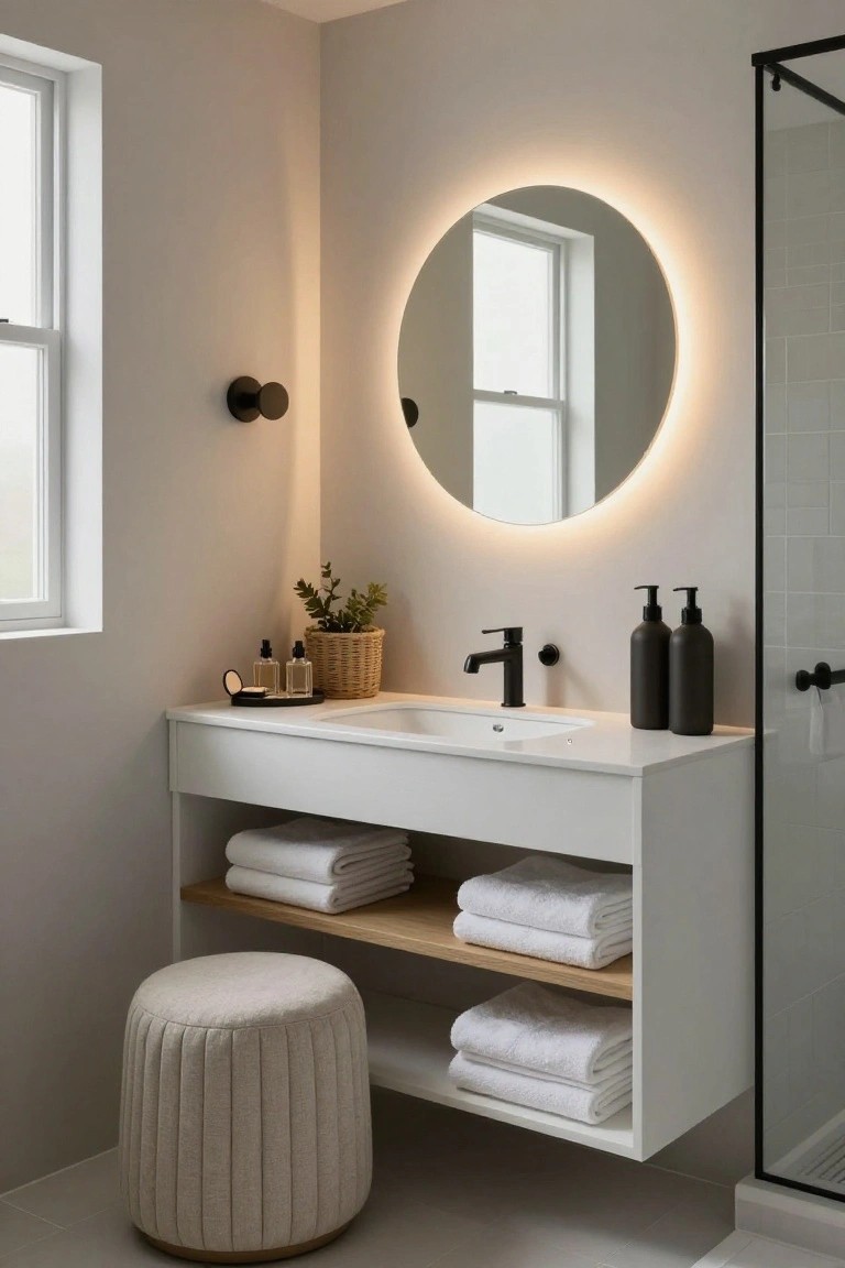 Pouf Stool Beside the Vanity