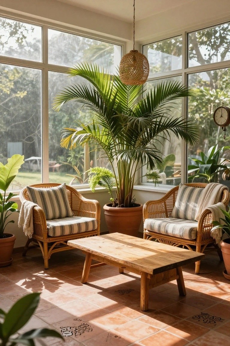 Relaxed Rattan Seating in Sunrooms