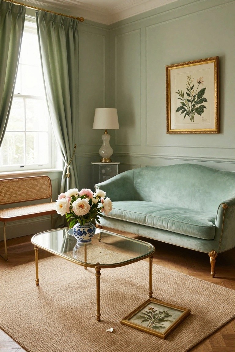 Sage Green Velvet Sofa