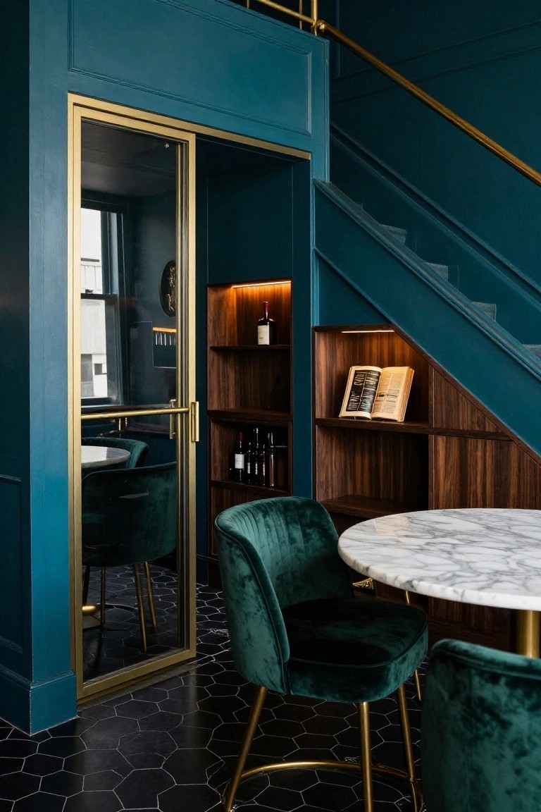 Compact Under-Stair Bar Nook
