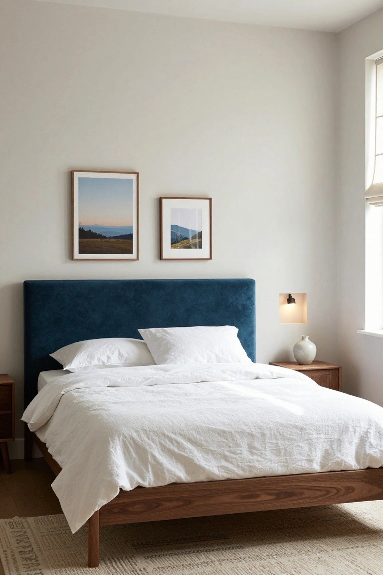 Deep Blue Velvet Headboard
