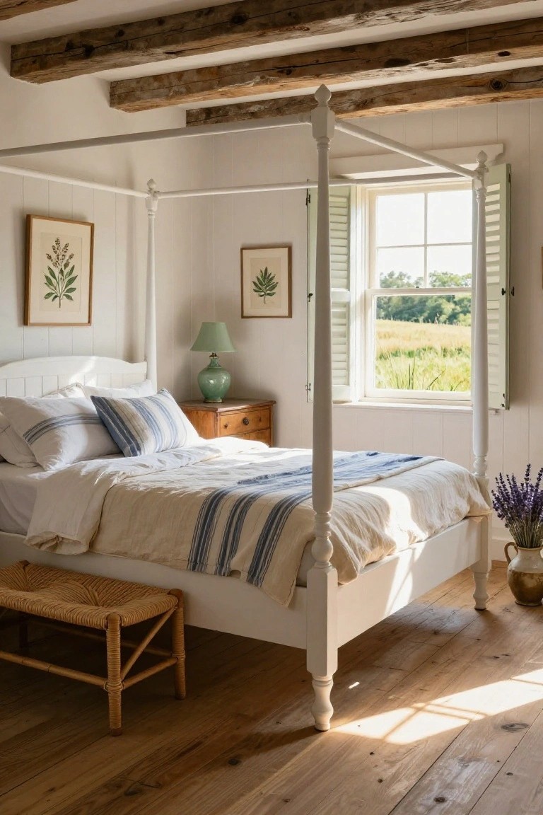 White Four-Poster Bed