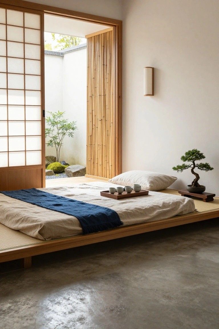 Zen Bedroom Courtyard Connection