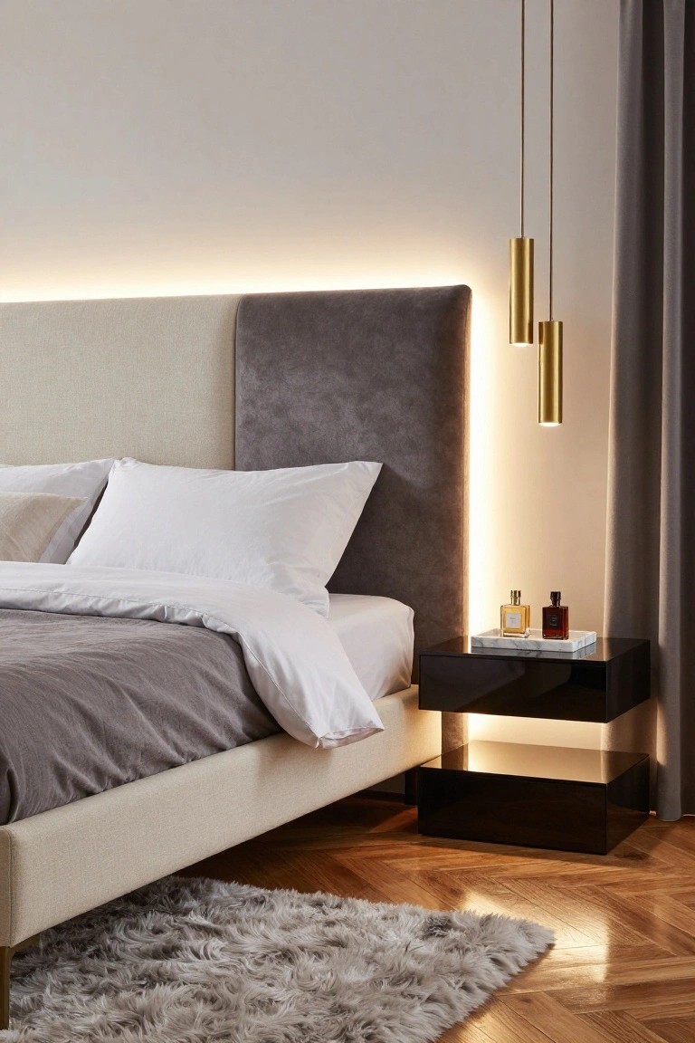 Upholstered Headboard with LED Backlighting