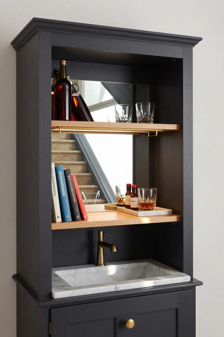 Compact Bar Cabinet with Built-In Sink