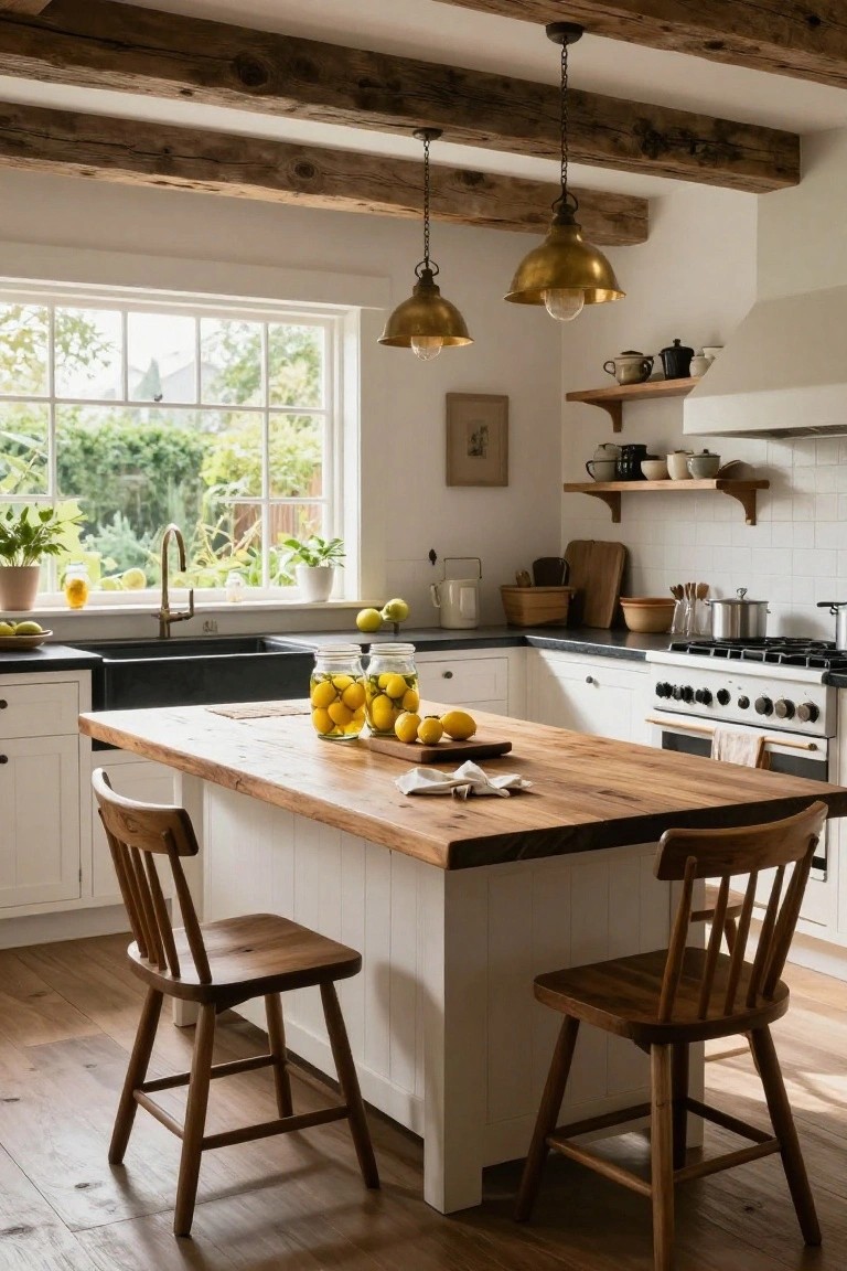 Wooden Kitchen Island for Warmth