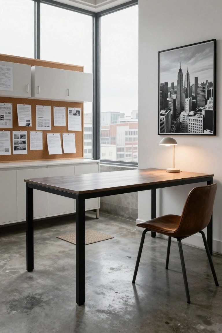 Desk with Exposed Black Metal Legs