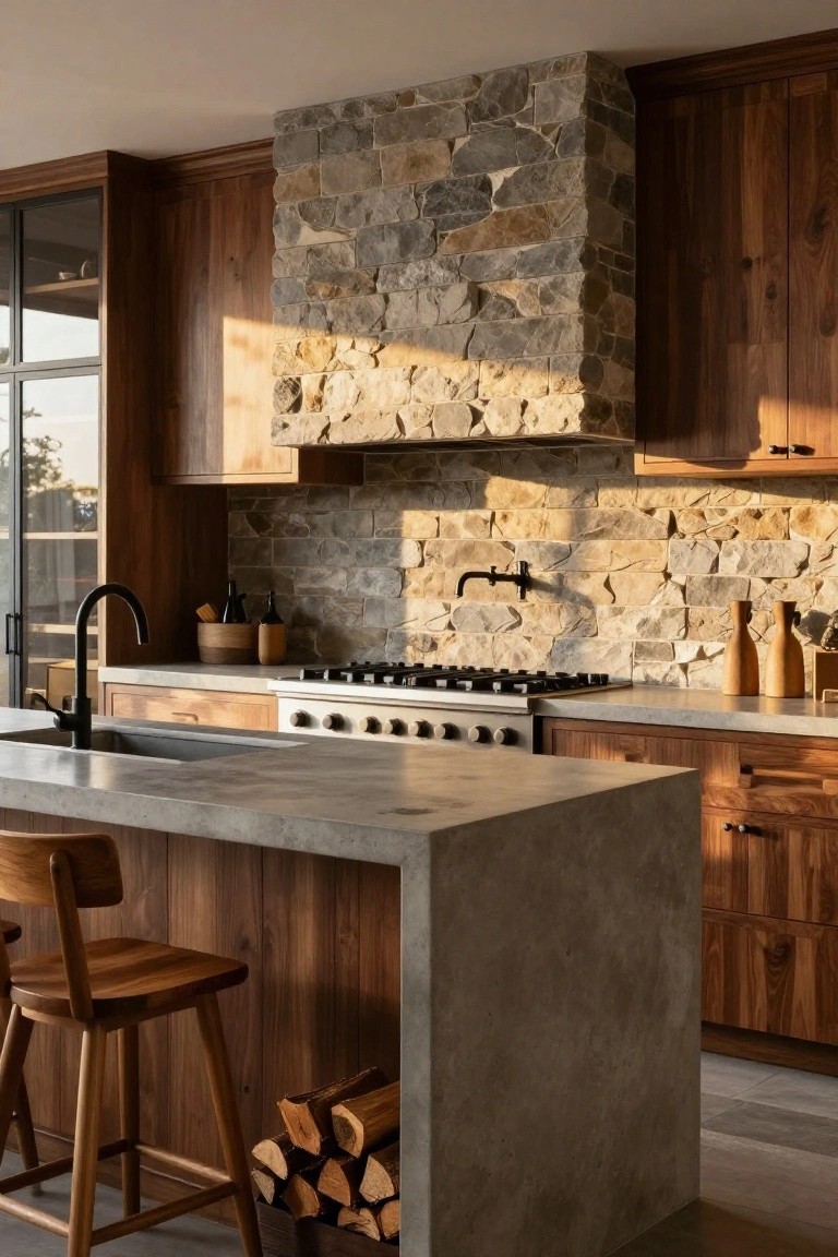 Stacked Stone Backsplash