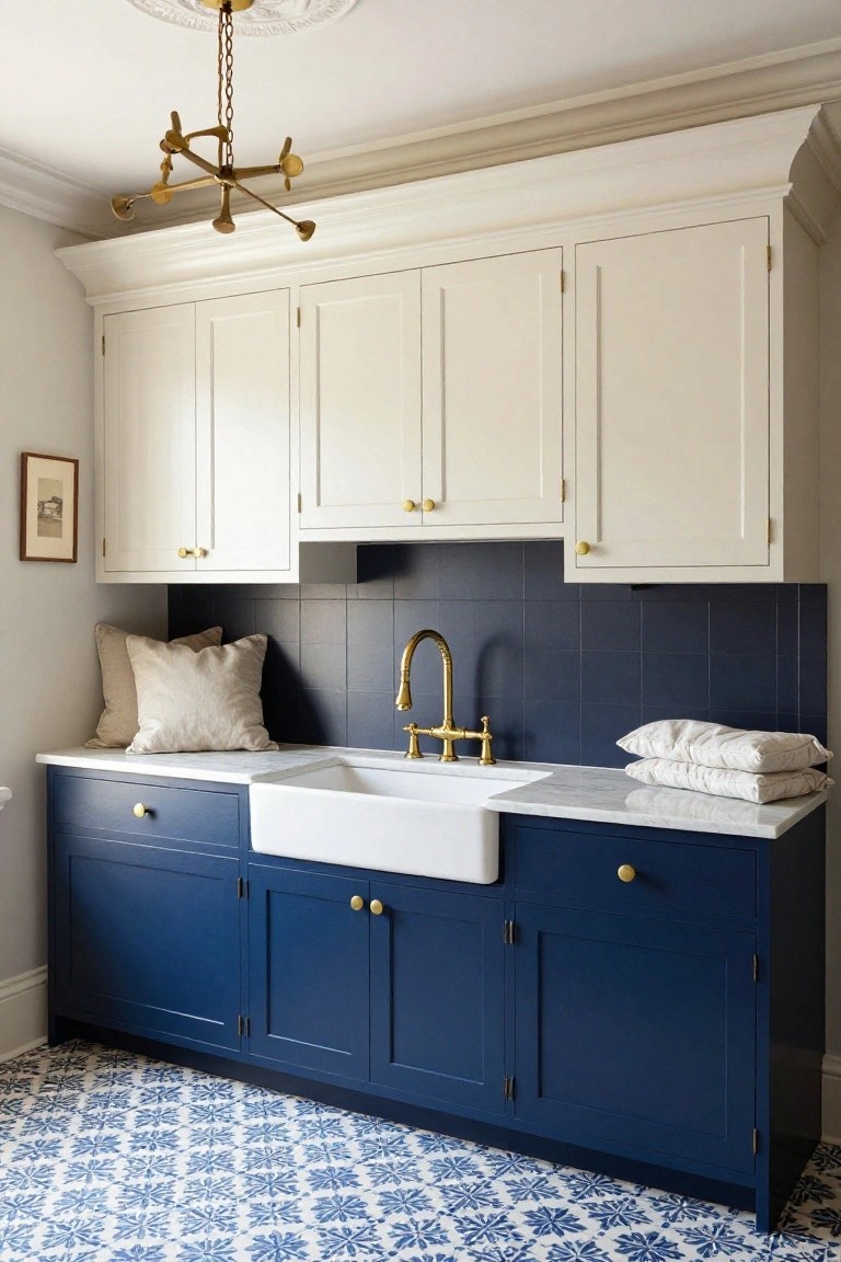 Navy Blue Lower Cabinets